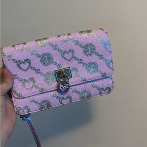 Justice Pink and Silver Heart Patterned Bag